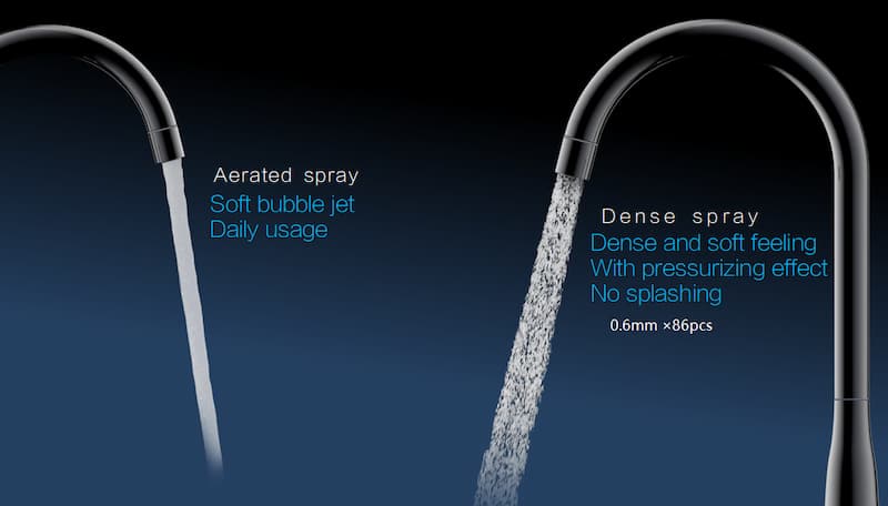 Dual jets aerator for taps